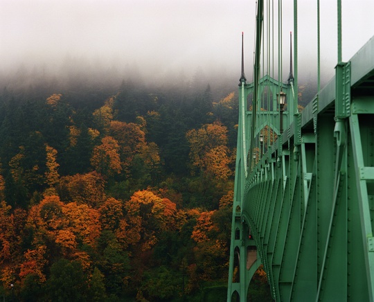 The St. Johns Bridge during the fall